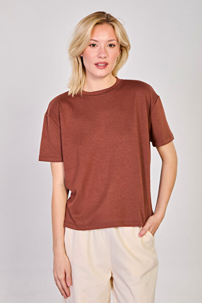 BARRELS AND OIL Γυναικείο κοντομάνικο μπλουζάκι Modal - Σκούρο καφέ