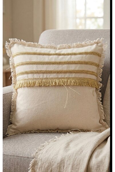 oiphome Κάλυμμα μαξιλαριού Bohemian natural 43x43 λινό ακατέργαστο μοντέλο νέο