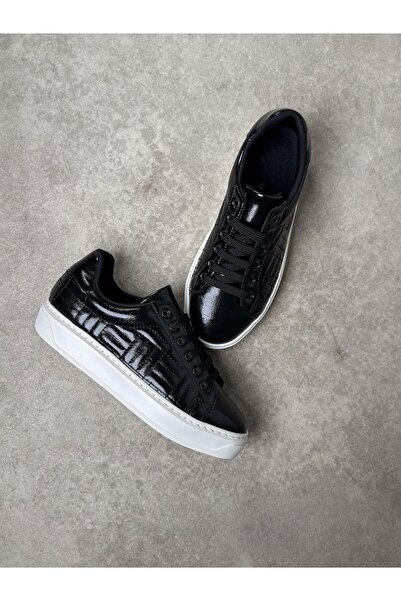 MERVE SARIDEMİR SHOES Siyah Rugan Özel Desenli Sneaker