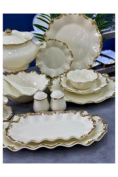 Doğudeko Royal Gold 62 Parça Porselen High Quality 12 Kişilik Yemek Takımı