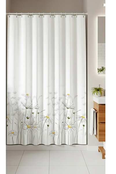 Tropikhome Tropik Home -Daisy Papatya- Çift Kanatlı Banyo Duş Perdesi (2x110x...