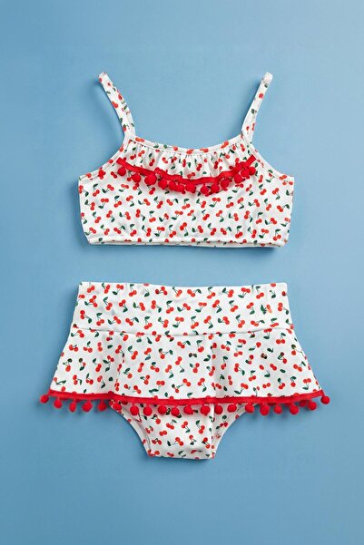 Perendi Σετ μπικίνι για κορίτσια με φούστα με στάμπα κεράσια