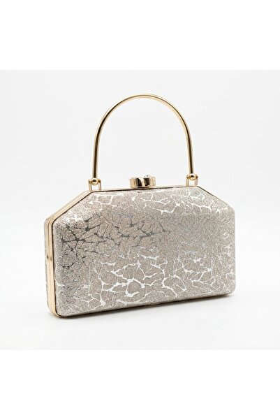 Alphus Μεταλλική τσάντα βραδινού φορέματος Varol με ασημί λάμψη