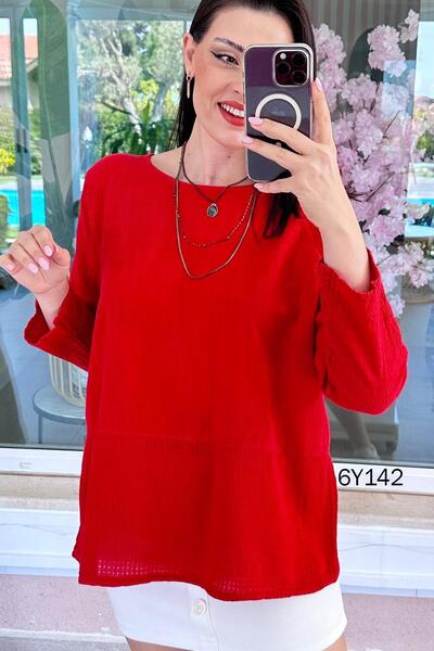 İnce Topuk Φούστα από ύφασμα καφέζ και λινή μπλούζα 6y142