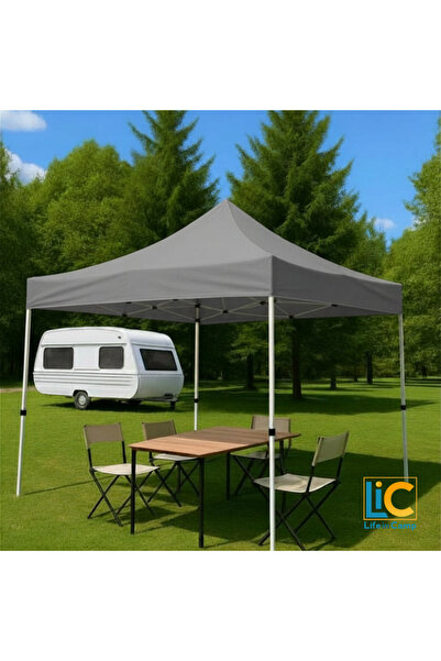 Lic LifeInCamp 3x3 m Çardak Tente - Gazebo Çadır Gri Renk Kampta Bahçede Açık...
