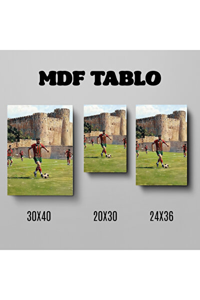 ZERYA Amedspor Sur Tasarımlı Duvar Dekoratif Mdf Ahşap Retro Poster Tablo