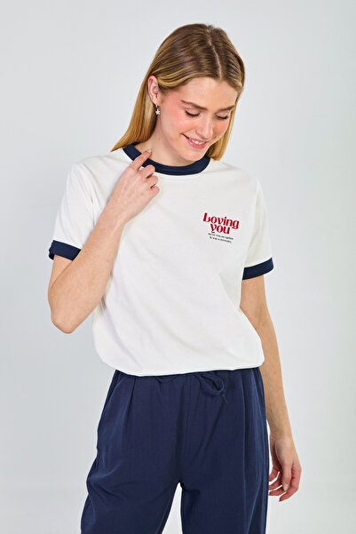 BARRELS AND OIL Γυναικείο T-Shirt με γράμματα  "Loving You " και διακοσμητικά...