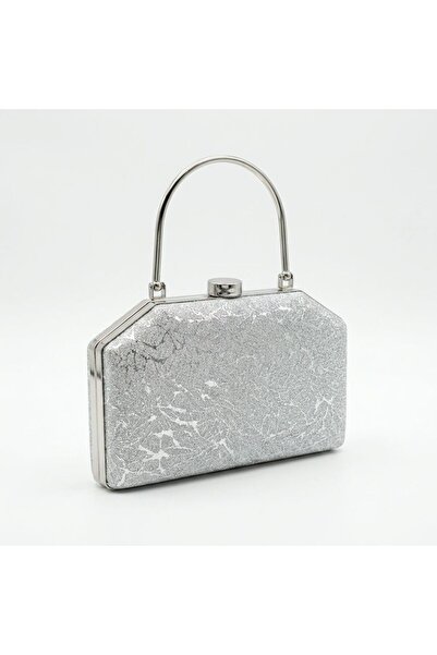 Alphus Μεταλλική τσάντα βραδινού φορέματος Varol με ασημί λάμψη