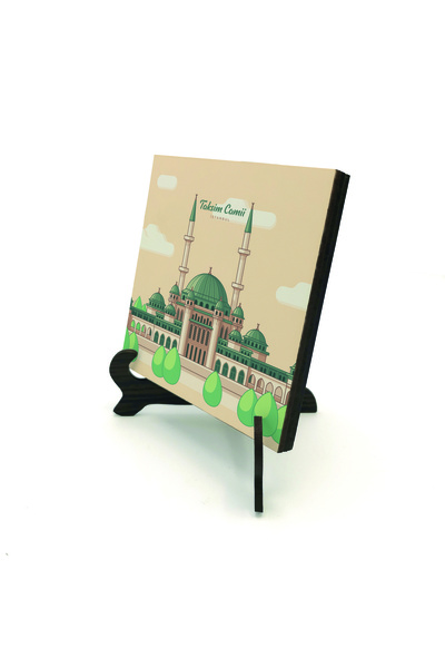 Sadrazam طاولة مكتبية من خشب MDF مطبوع عليها صورة مسجد تاكسم 10x10 1G-TC1