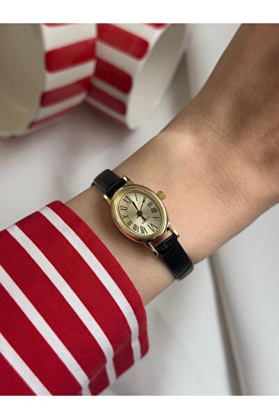 MERW Diana Model Black Vintage Series Leather Cord Women's Wristwatch