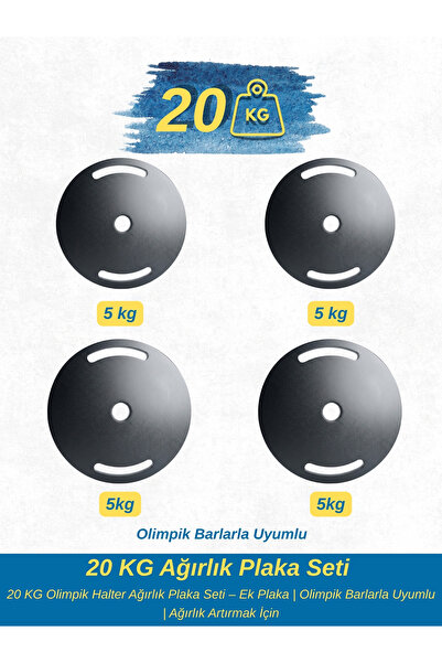 DURUH SPOR 5 kg lik Plakalardan Oluşan 20 kg Olimpik Barlarla Uyumlu Ağırlık ...