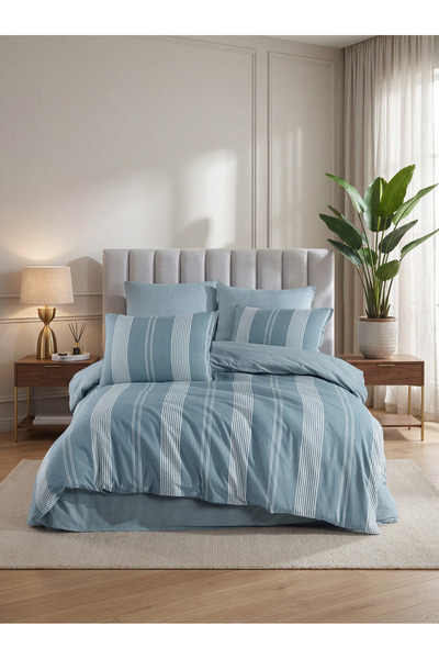 Sofline Bella Gold Natural Cotton Double Duvet Cover Set, Duvet Cover Set wit...