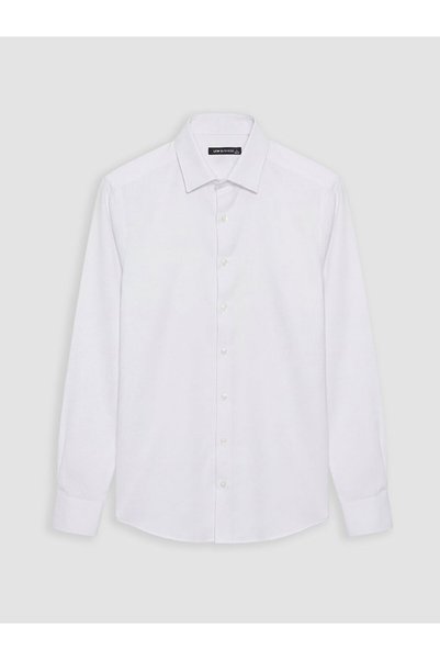 LC Waikiki White slim fit dobby men's basic shirt
