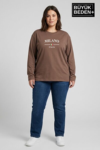 Superlife Γυναικείο μπλουζάκι μεγάλου μεγέθους Milano Italia με στάμπα 2 νημά...