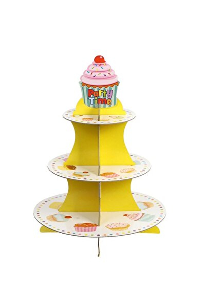 Cyrax Suport pentru tort, fabricat din carton galben/multicolor
