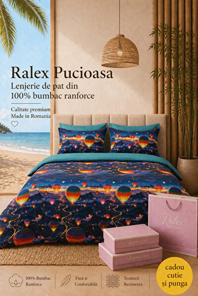 Lenjerie de pat Ranforce 100% Bumbac, 6 piese, Husă 180x200x25, Set Premium miniatura 2