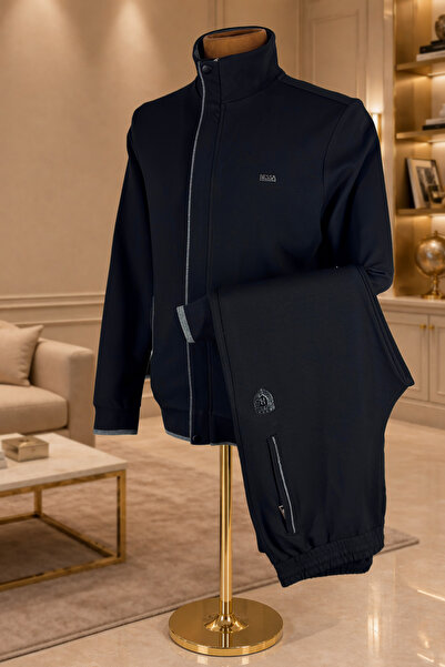 BESSA Μαύρο σετ αθλητικής φόρμας με ψηλό γιακά και λεπτομέρεια με φερμουάρ, ί...