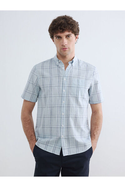 LC Waikiki Standard Fit Checkered Embroidered Poplin Men's Shirt from Uzg Sto...