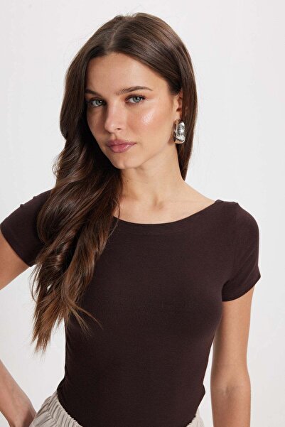 Tudors Γυναικείο μπλουζάκι με κοντό μανίκι, στενή εφαρμογή, βαμβακερό, με λαι...