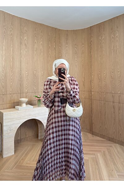 SOİ Miori Plaid Chiffon Dress Plum