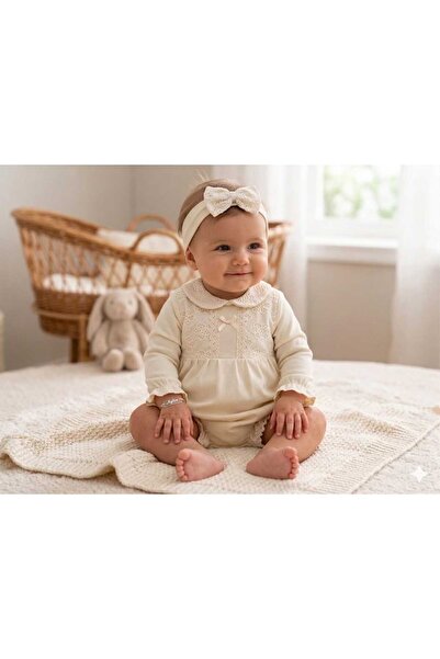 cayzen Fiyonk Nakışlı Bandalı Kız Bebe Romper