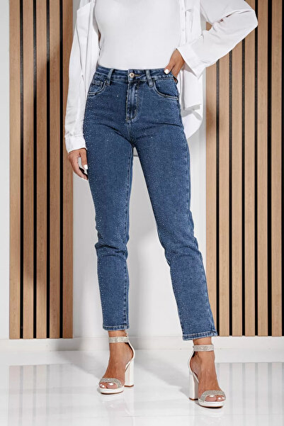Zaira Blugi Skinny cu PushUp Dama Iris Albastri #A1171 - XS