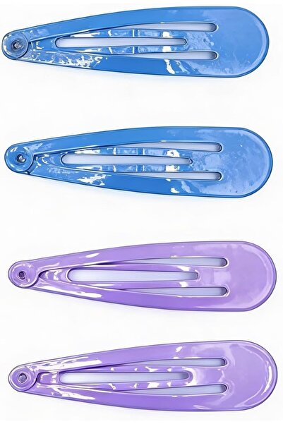 OR Bleu Snap Hair Clips for Girls, Glossy Finish (Blue & Purple)