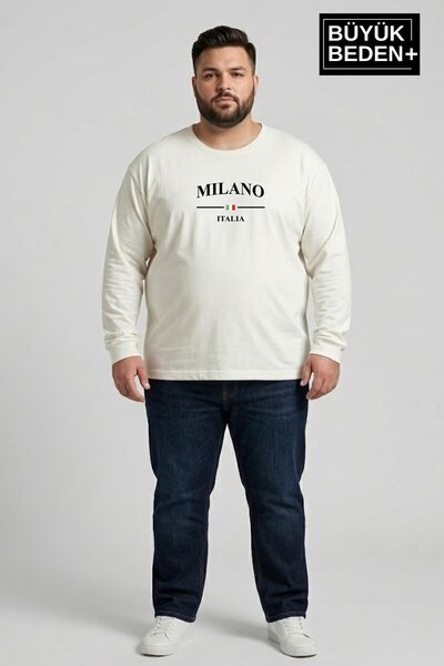 Superlife Ανδρικό μπλουζάκι μεγάλου μεγέθους Milano Italia με στάμπα 2 νημάτω...