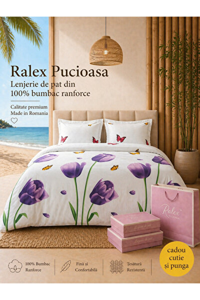 Lenjerie de pat Ranforce 100% bumbac, 6 piese, Husă de pilotă 180x200x25, Set premium miniatura 2