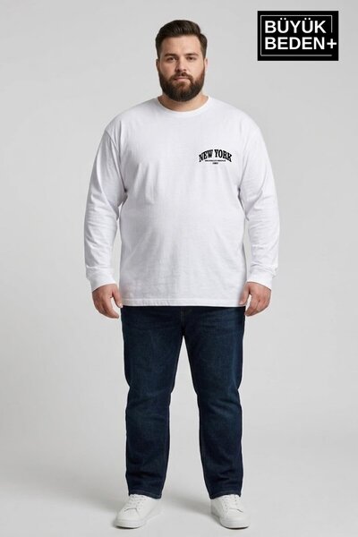 Superlife Ανδρικό μπλουζάκι μεγάλου μεγέθους New York με στάμπα 2 νημάτων και...