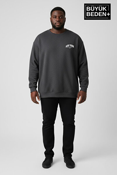 Superlife Ανδρικό φούτερ μεγάλου μεγέθους New York με τύπωμα Bisilet με λεπτό...