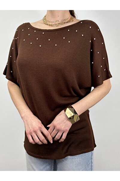 GND Πλεκτή μπλούζα από βισκόζη με πέτρινη λεπτομέρεια