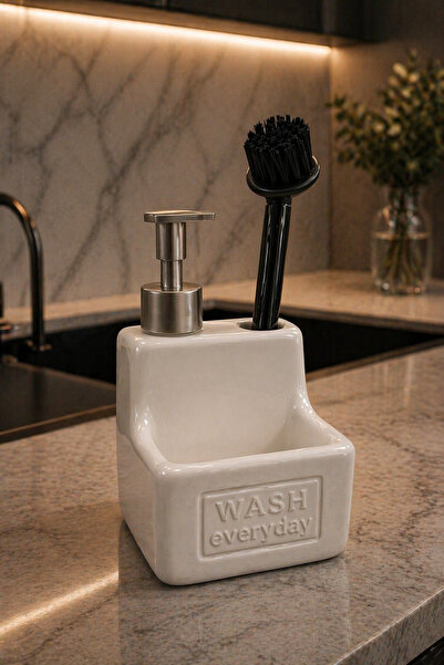 MAKRİ HOME 500 ml Κρεμώδης Κεραμική θήκη για υγρό σαπούνι, απορρυπαντικό και ...