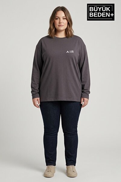 Superlife Γυναικείο μπλουζάκι μεγάλου μεγέθους με στάμπα αέρα και 2 κλωστές μ...