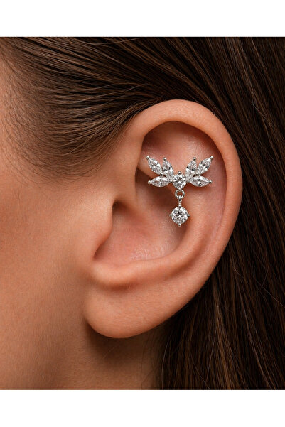 alysa jewelry Cerrahi Çelik Zirkon Taşlı Sallantılı Piercing, flat, conch uyu...