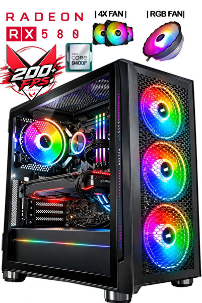 J-TECH Rina i5 9400F | 32GB RAM | 512GB SSD | RX580 8GB | 4X Fan | Oyuncu Gam...
