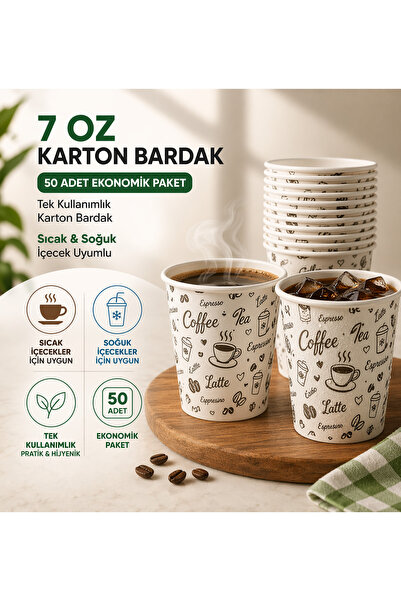 Yağmur Grup Endüstriyel 7 OZ Karton Bardak 300 Adet Ekonomik Paket Tek Kullan...
