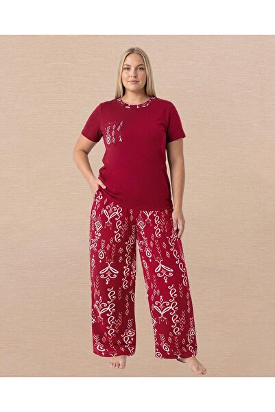 Lady Lingerie Σετ γυναικείες πιτζάμες με κοντά μανίκια σε μεγάλο μέγεθος