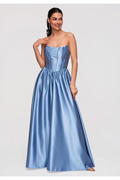 Larica Γυναικείο Μάξι Φόρεμα Βραδινό με Κορσέ LA-OM-DLR351 Μπλε