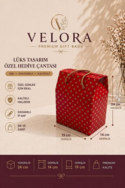 KOLİX Velora Premium Hediye Kutusu Hediyelik Çanta Hediye Paketi 24x14x20cm