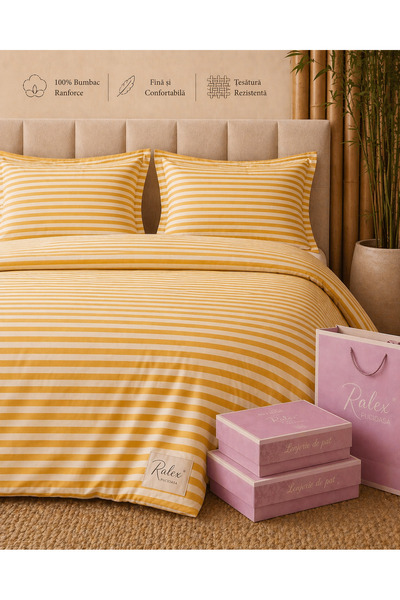 Lenjerie de pat Ranforce 100% Bumbac, 6 piese, Husă 180x200x25, Set Premium miniatura 3