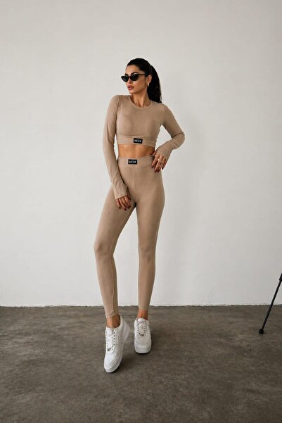 MADAME MELEK Σετ με μακρυμάνικο κορδόνι με λεπτομέρεια στα δάχτυλα και κολάν ...