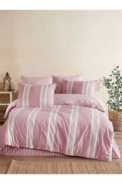 Sofline Bella Gold Natural Cotton Double Duvet Cover Set, Duvet Cover Set wit...