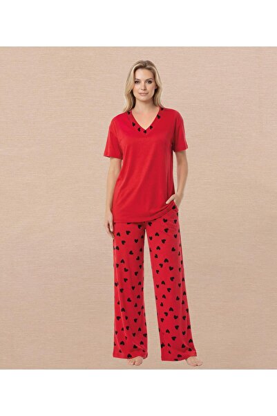 Lady Lingerie Σετ γυναικείες πιτζάμες με κοντό μανίκι και λαιμόκοψη V