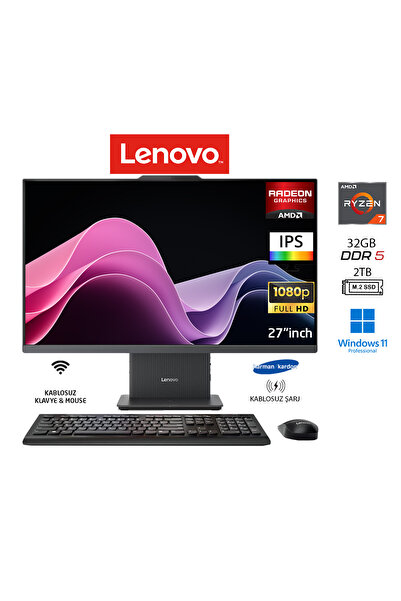 LENOVO Ideacentre AIO Ryzen7 7735HS 32GB 2TB SSD SIYAH W11PRO 27" FHD All In ...