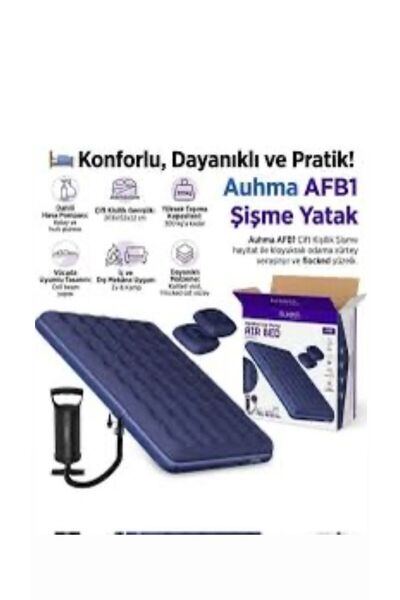 AslıCanaccessories Şişme Yatak Çift Kişilik 203x152x22cm Ebatlarında Ev/Kamp İçin Hava Pompalı Şişme Yatak