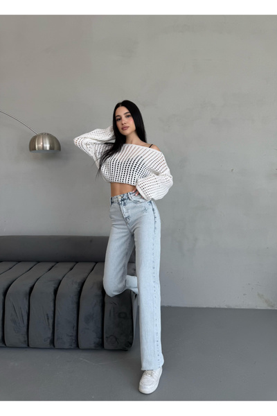 BPF Açik Mavi Yüksek Bel Mom Jeans