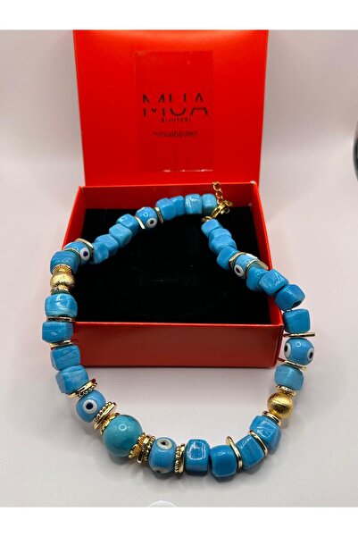 Mua Bijoux Mavi Cam Boncuk Doğaltaş Bodrum Kolyesi