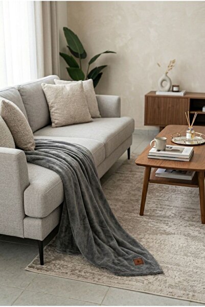 TEXTİLES MAGİC LAMP Gray Welsoft Premium Double Luxury Textured Soft Blanket ...