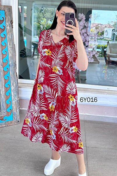 İnce Topuk Φόρεμα βισκόζης με λεπτομέρεια δαχτυλιδιού 6y016